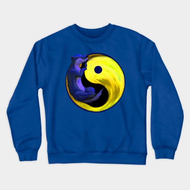 ying yang blue and yellow eternity bear - hibernating at peace Crewneck Sweatshirt by Trippy Critters